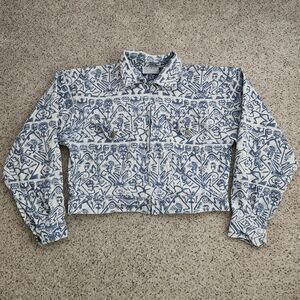 Passports Pier 1 Import vintage blue & white tribal jacket